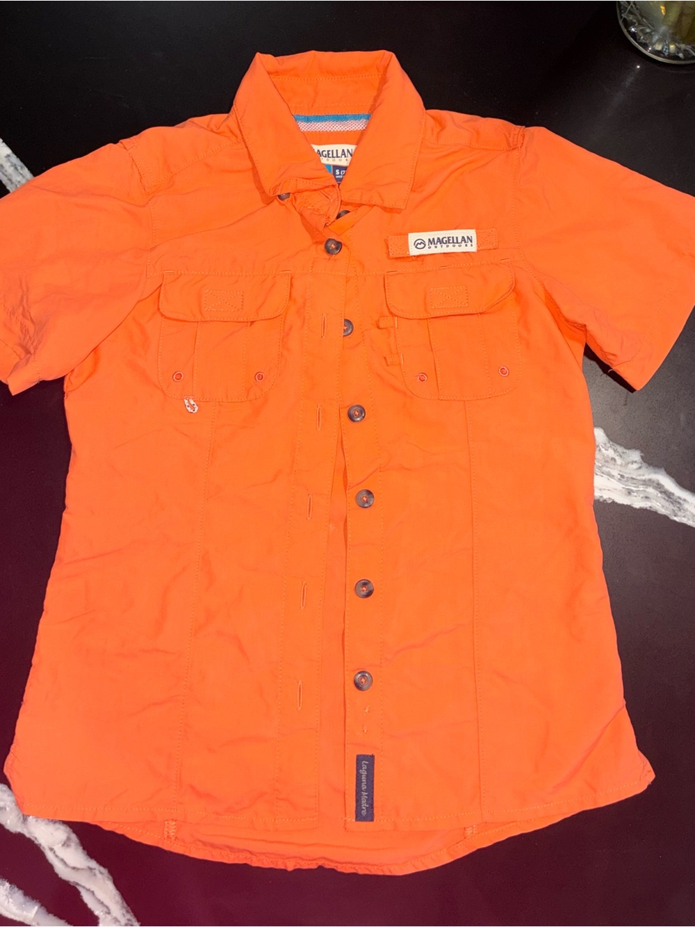 Magellan Outdoors Kids Short-Sleeve Button-Front Shirt - Orange S(6)